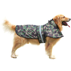 HDE dog raincoat camo water resistance keeps your pet dry during drizzles.