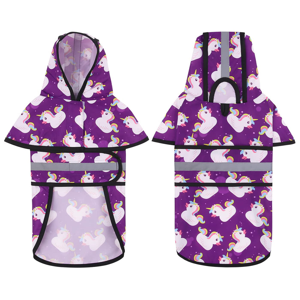 HDE dog raincoat harness opening enables leash attachment without removing coat