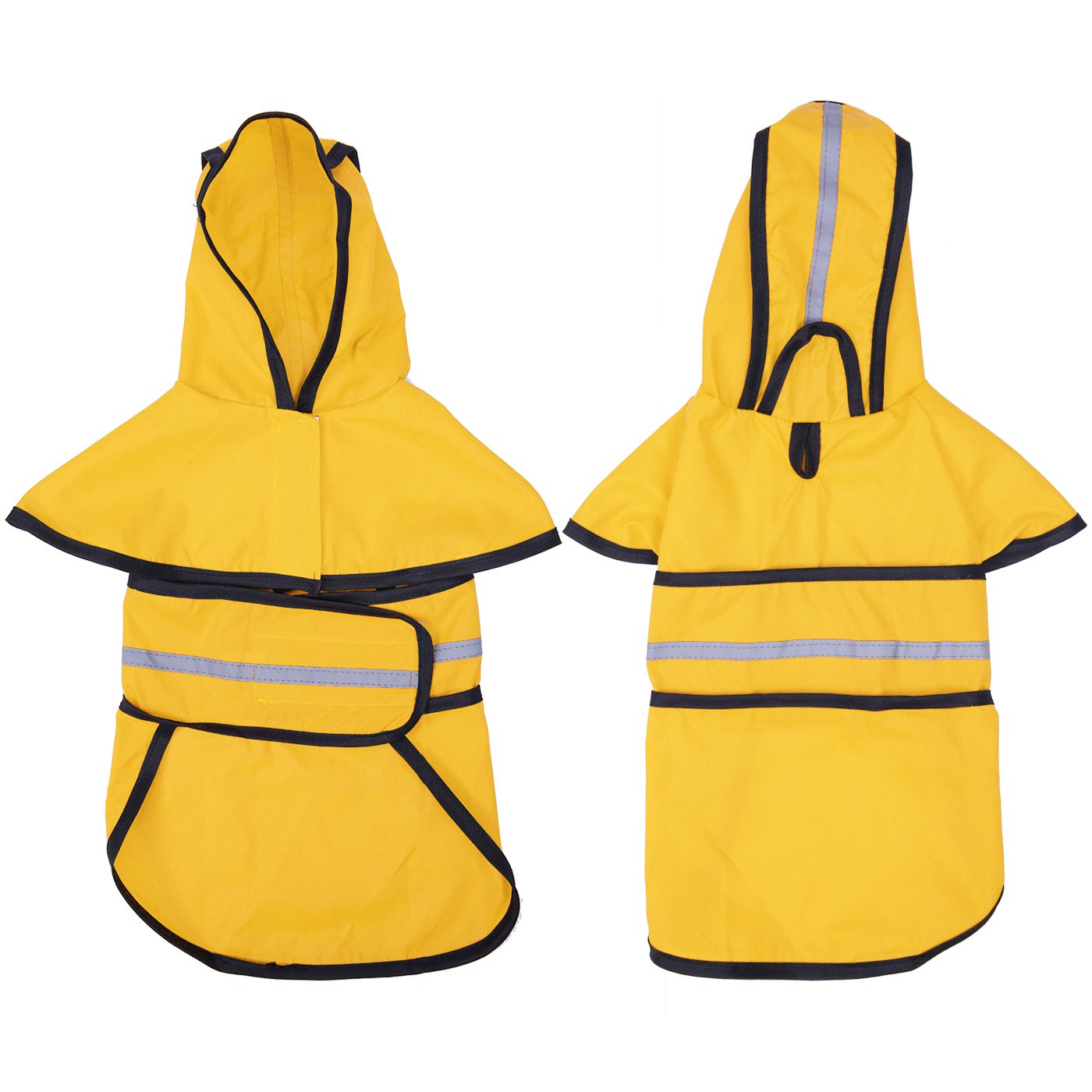 HDE dog raincoat harness opening allows leash access without removing coat