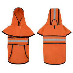 HDE dog raincoat with harness-opening for easy leash attachment.
