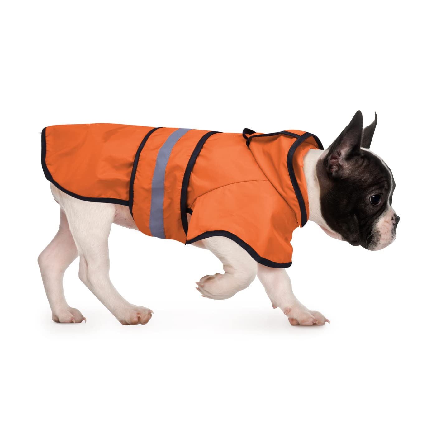 HDE dog raincoat hooded jacket with reflective trim for safer night walks.