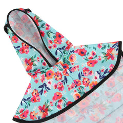HDE turquoise raincoat with harness opening for leash attachment