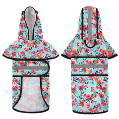 HDE turquoise raincoat with reflective strip for safety