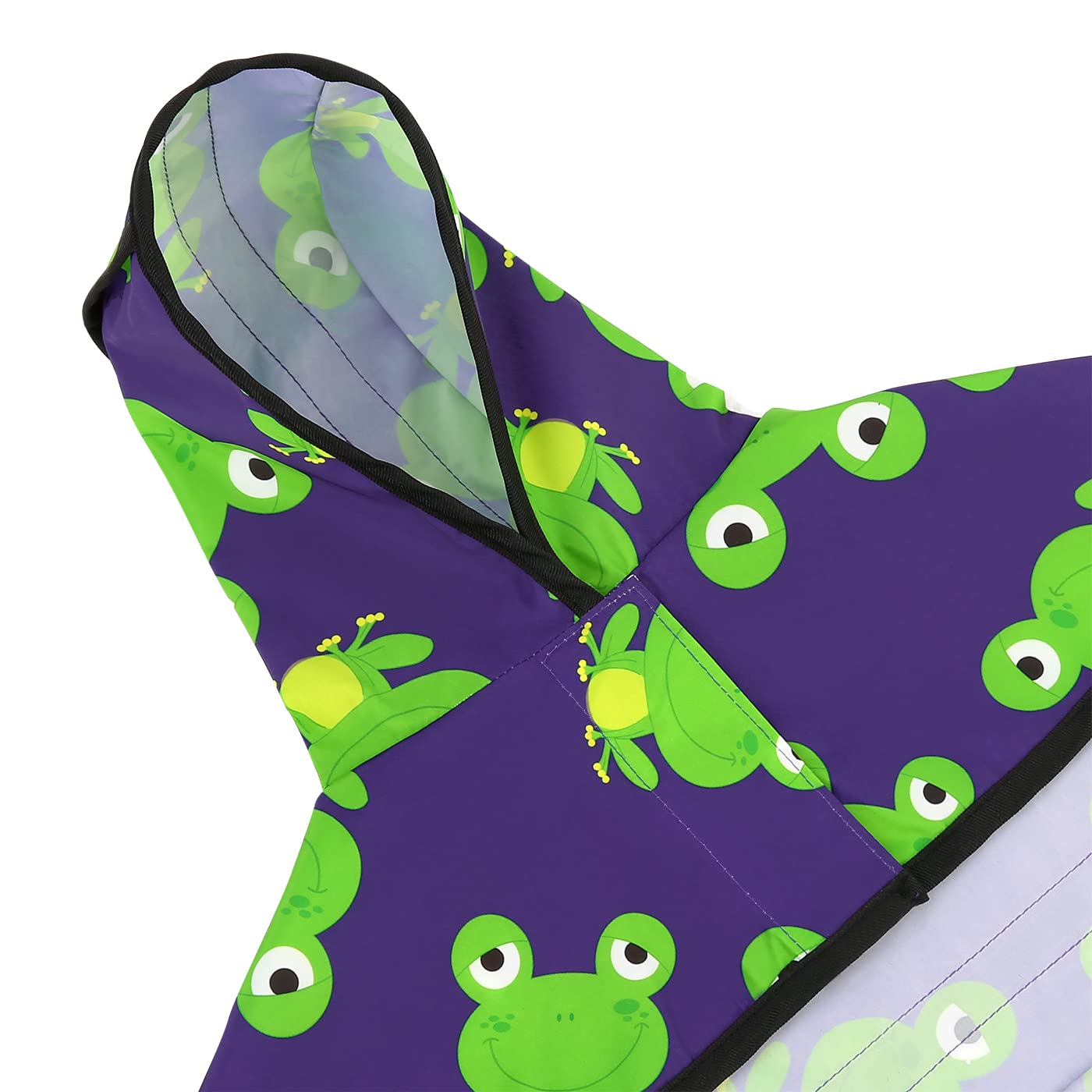 HDE frog pattern raincoat leash hole access allows walking with a harness