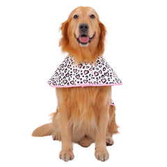HDE dog raincoat Leopard Hearts XL harness opening for quick leash access