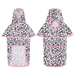 HDE raincoat Leopard Hearts XL reflective strip boosts visibility at night