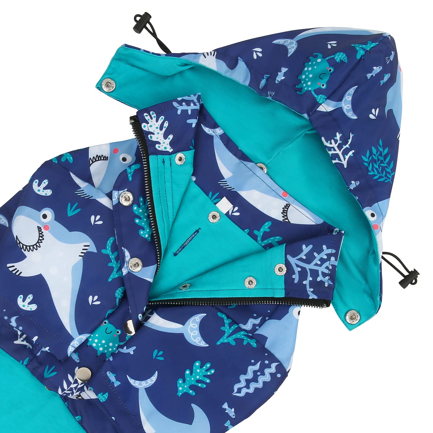 HDE dog raincoat poncho pocket detail provides space for treats and essentials.