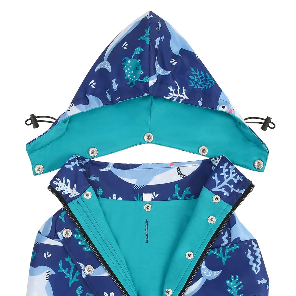 HDE dog raincoat poncho size chart guides fit from 12 to 28 inches.
