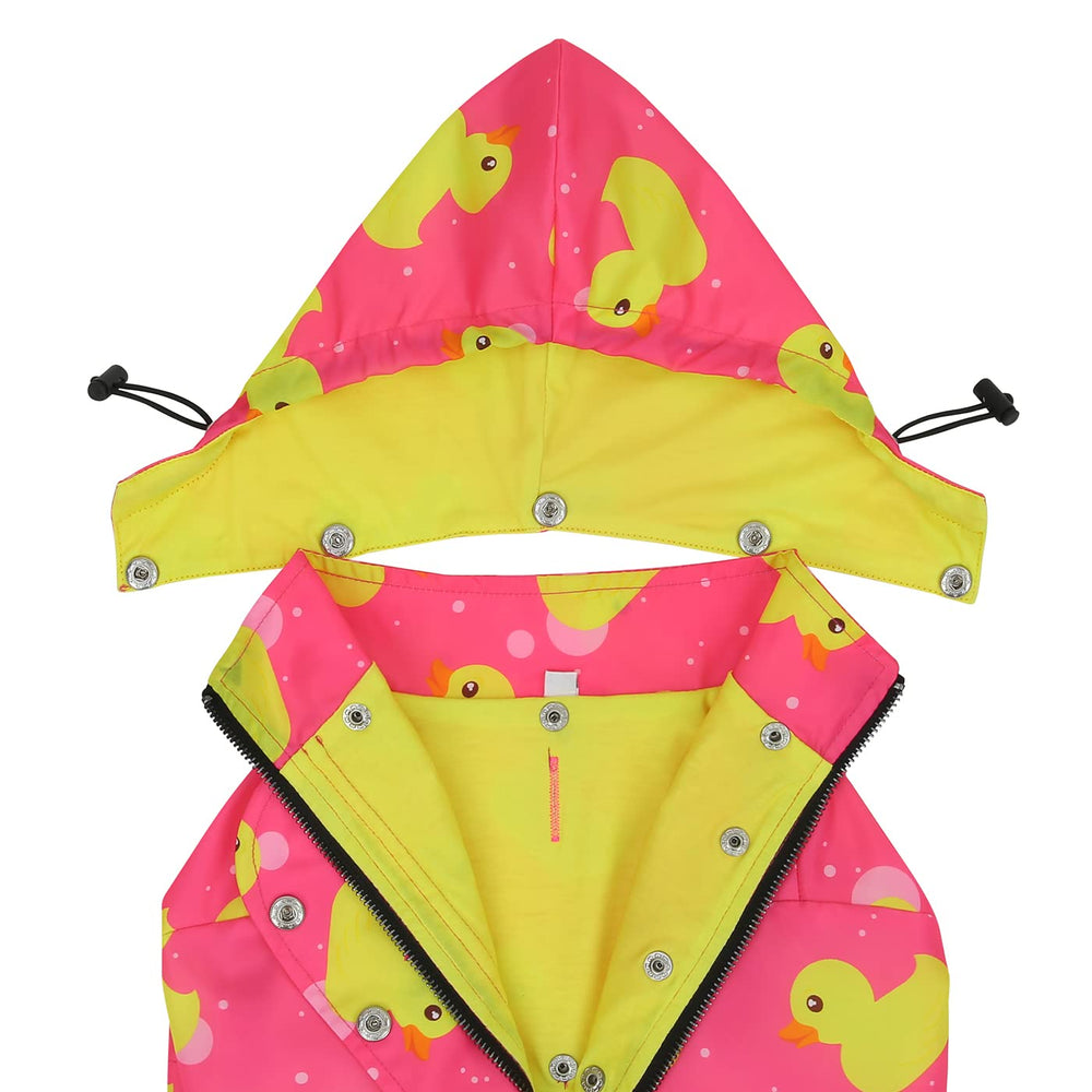 HDE dog raincoat poncho size guide showing length-based sizing from small to 3XL.