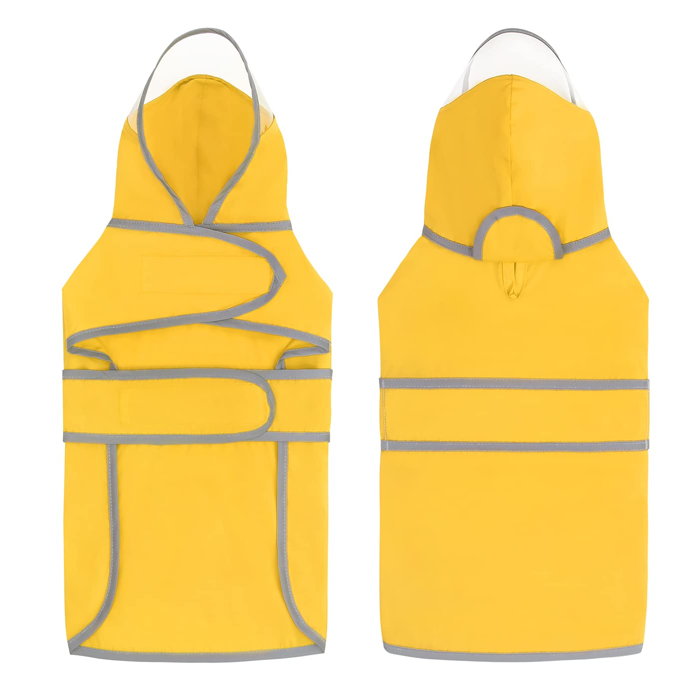 HDE raincoat close-up on reflective fabric enhances visibility at night.