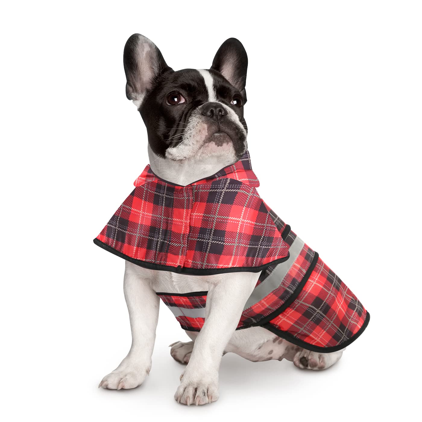 HDE Dog Raincoat reflective-strip boosts visibility for safer night-time walks.