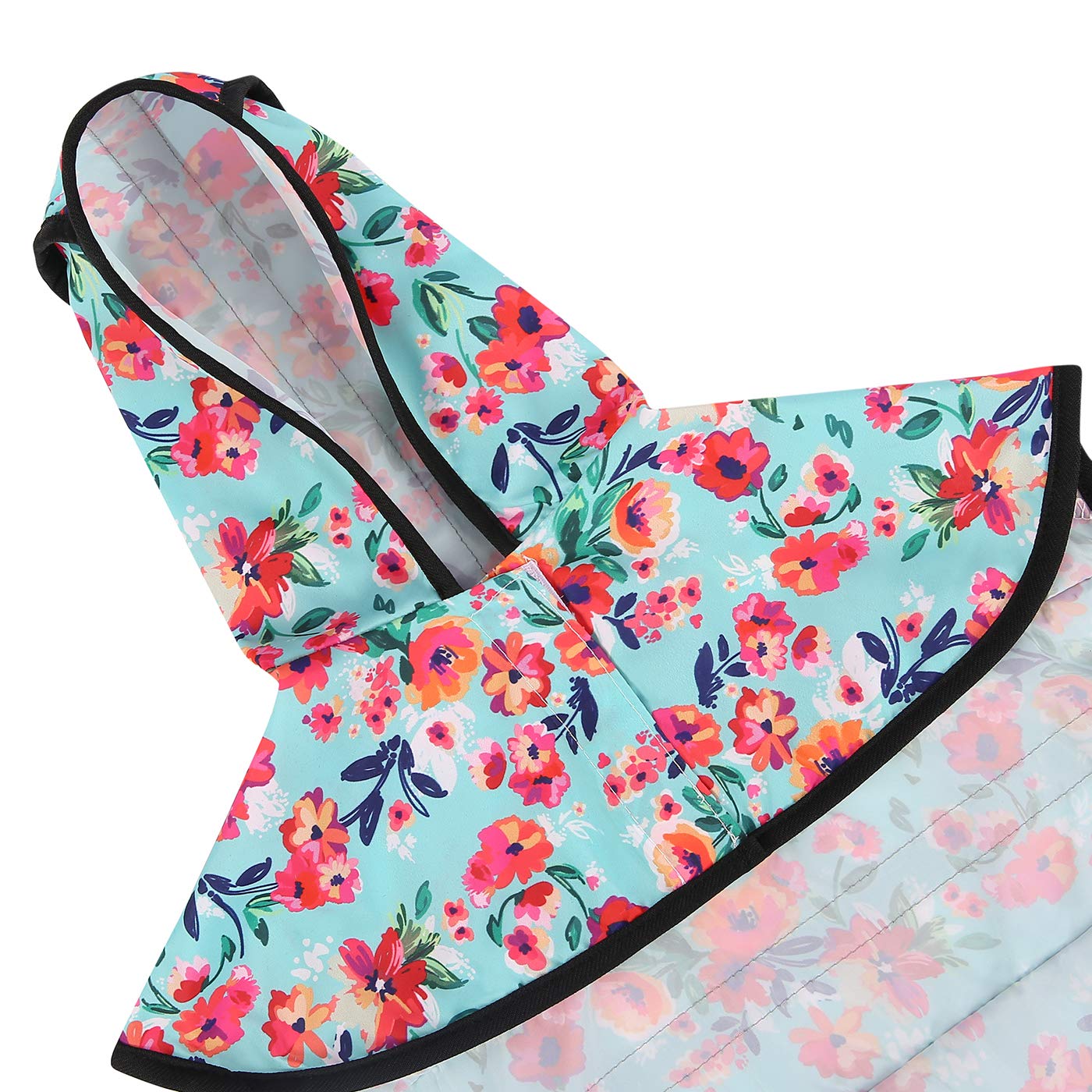 HDE dog raincoat turquoise belly strap adjustment for secure fit
