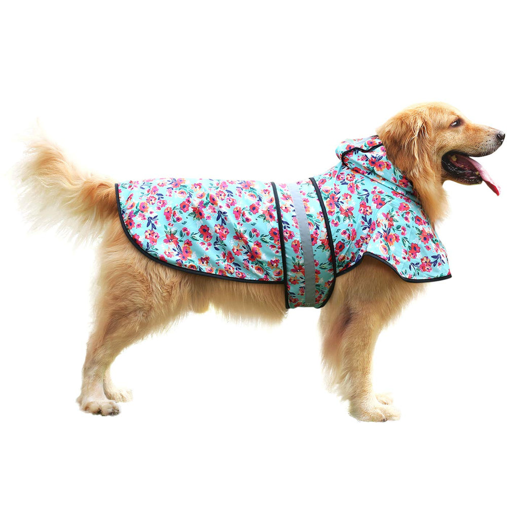 HDE dog raincoat turquoise harness-opening for easy leash access