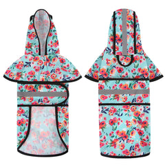 HDE dog raincoat turquoise reflective stripe for nighttime visibility