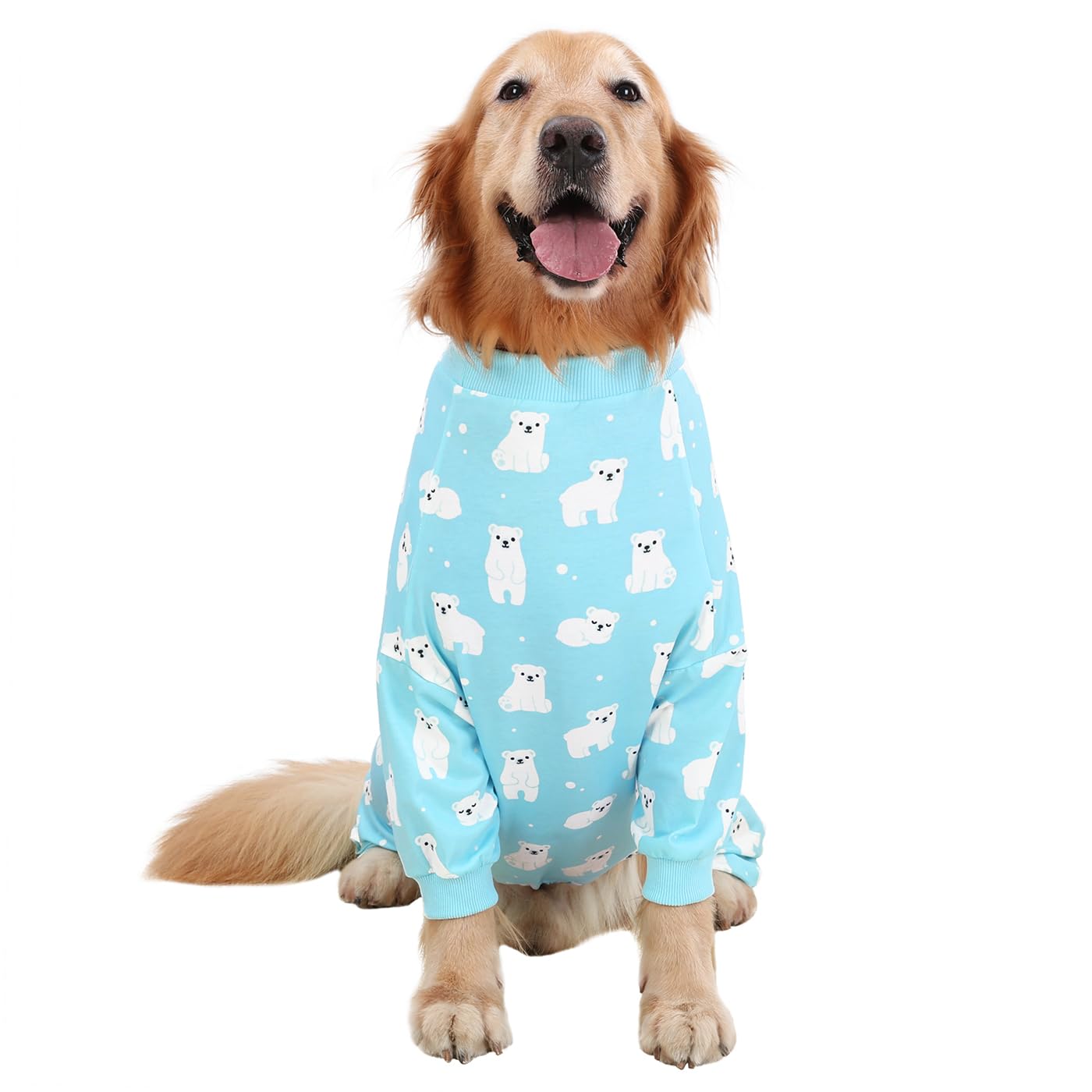 HDE dog pajamas pullover design with stretchy cuffs enables easy on/off.