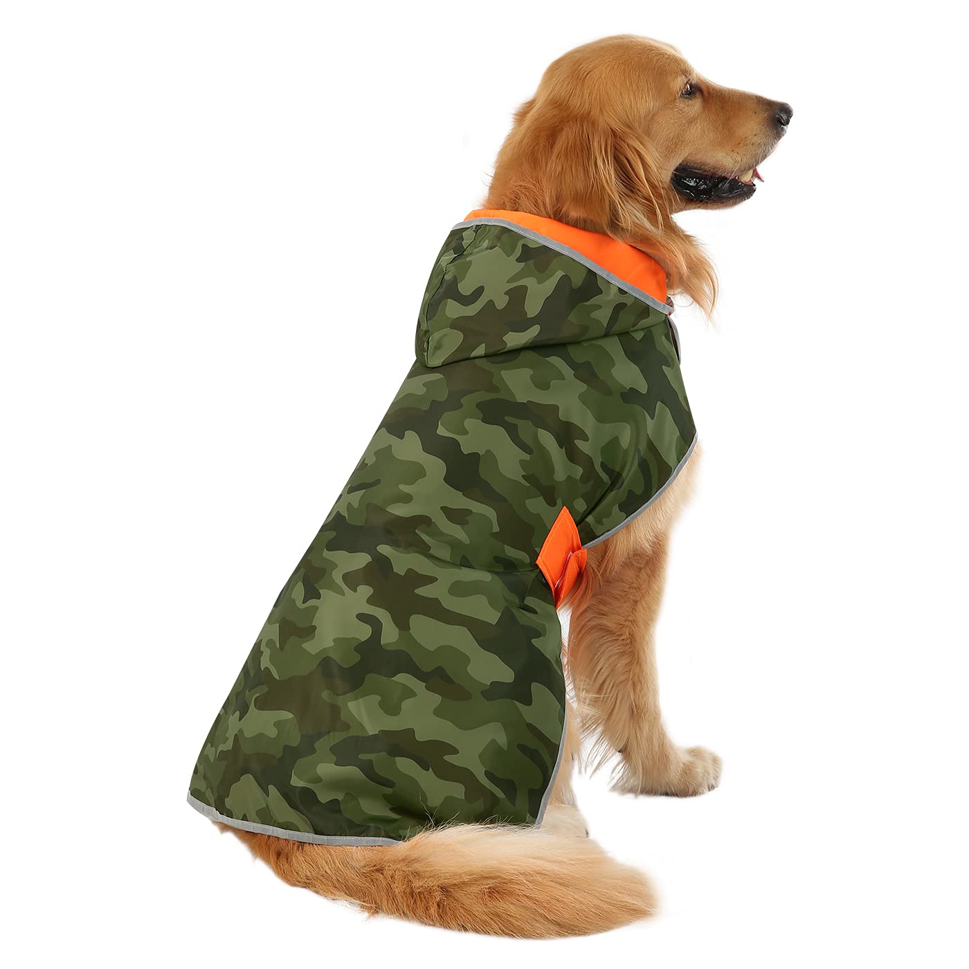 HDE reversible dog raincoat leash hole for convenient under-coat access