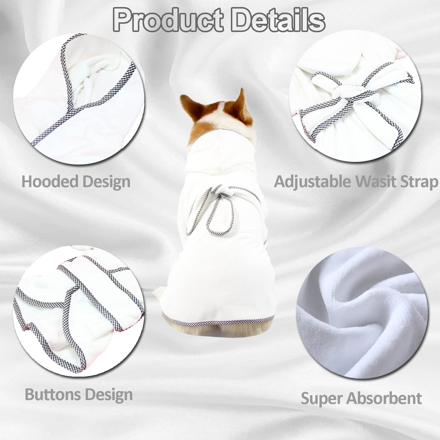 HDKUW microfiber absorbent bathrobe material dries dogs quickly