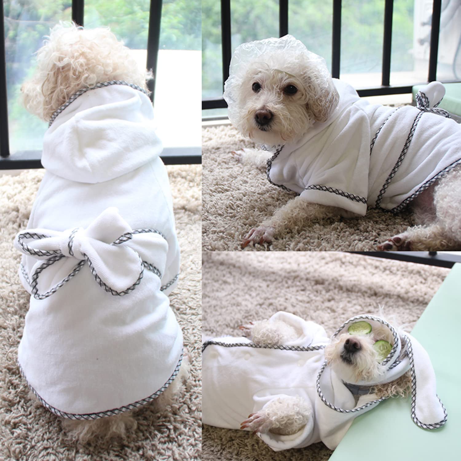 HDKUW dog bathrobe keeps a dog warm and cozy after a bath