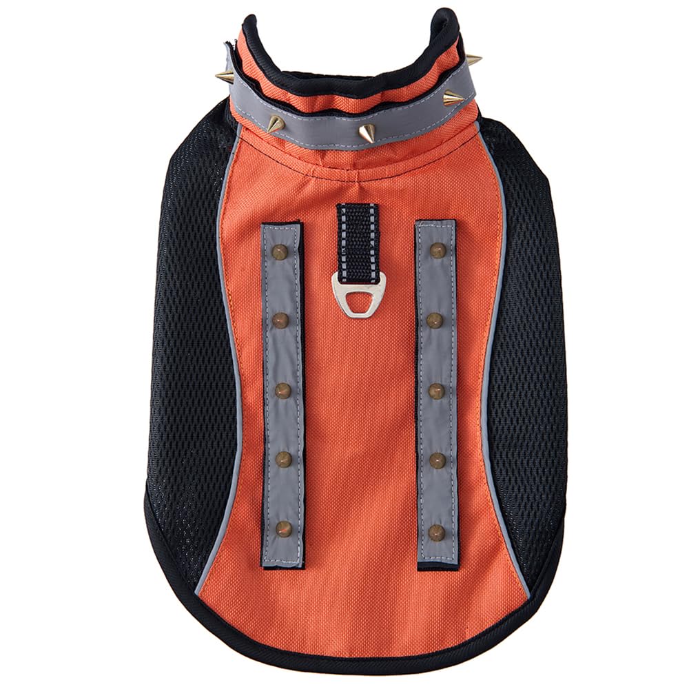 hdkuw spiked-small-dog-vest-handle-closeup demonstrates secure grip for controlled walks