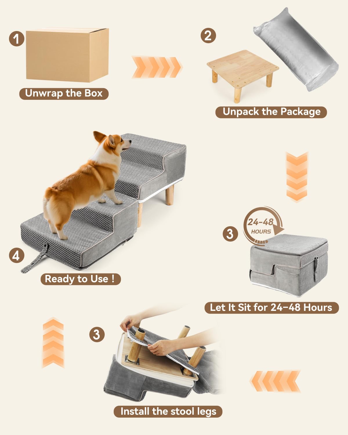 Hdnbsp Dog Ramp Ottoman supports pets up to 135lb with confidence.