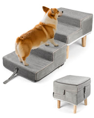 Hdnbsp Dog Ramp Ottoman folded for compact storage and sleek look.