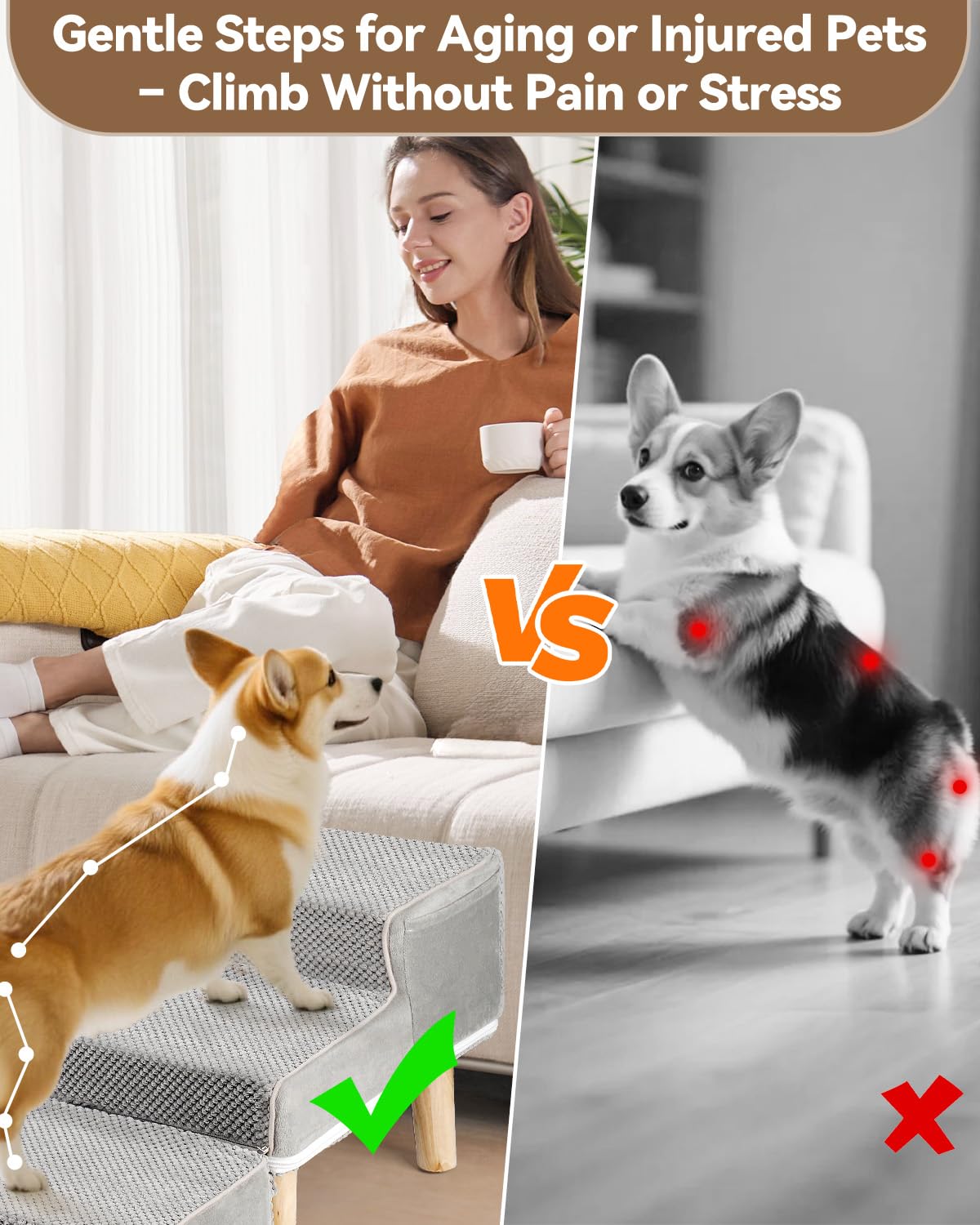 Hdnbsp Dog Ramp Ottoman solid wood legs emphasize stability.