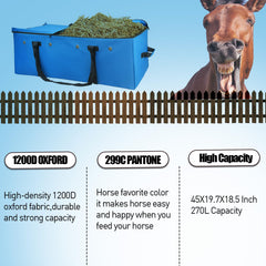 HDYEGY hay bale bag side view highlights large capacity for storage.