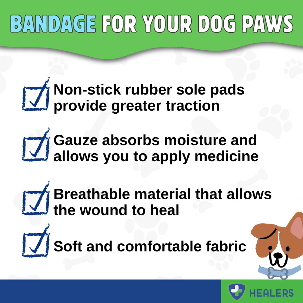 Healers anti-slip dog boots triple-layer gauze absorb moisture while leaving space for medication