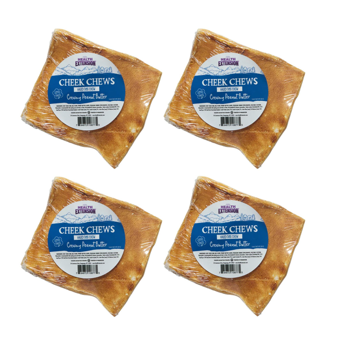 Health Extension Cheek Chews beef cheek slices closeup provides a long-lasting chew for training