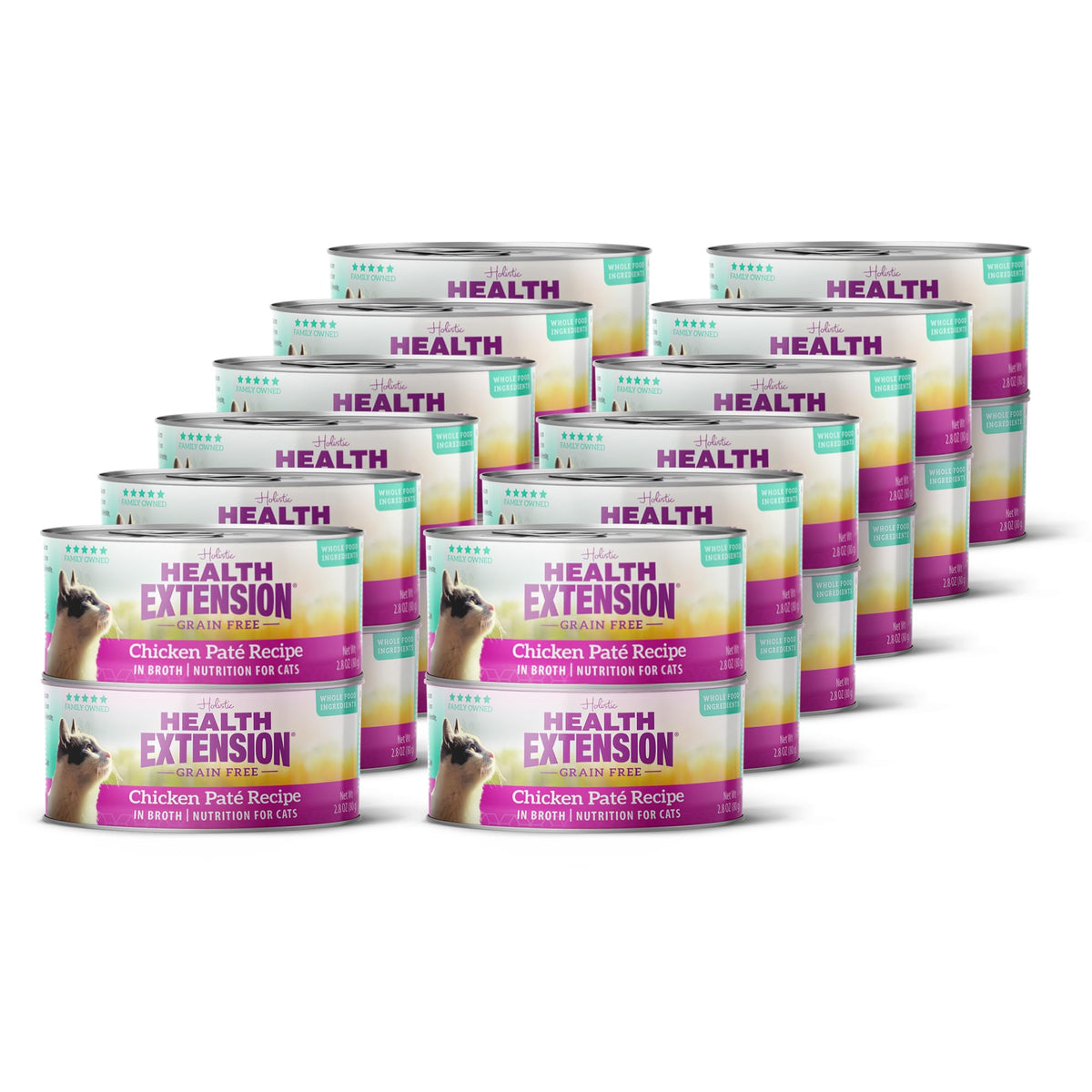Health Extension chicken-wet-cat-food-can with grain-free formula and real chicken protein.