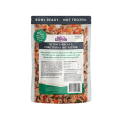 Health Extension Gently Cooked duck & kale packaged for convenient home or travel meals.