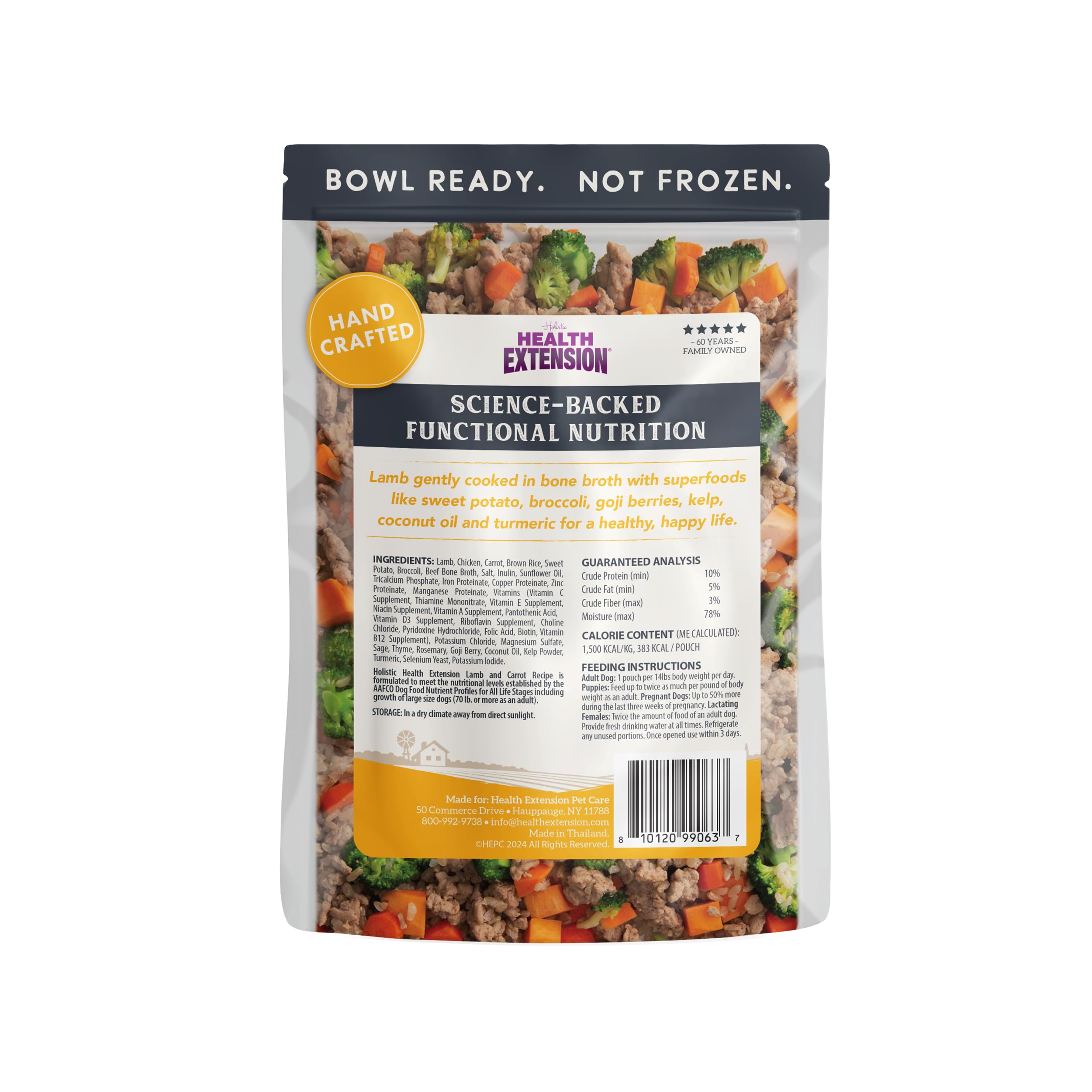 Health Extension Gently Cooked Lamb & Carrot close-up highlights fresh ingredients for balanced nutrition.