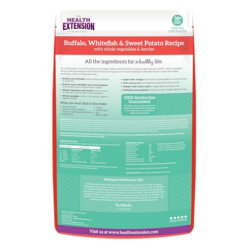 Health Extension grain-free recipe with sweet potatoes and veggies for easy digestion.