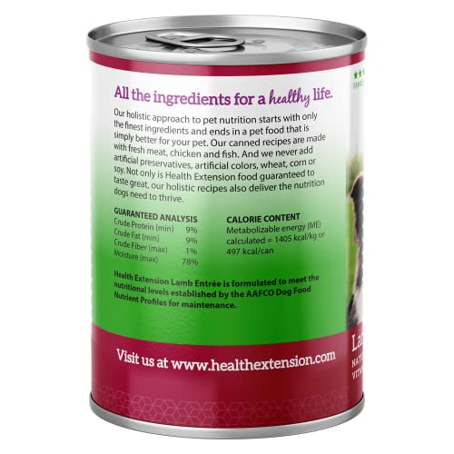 Health Extension Lamb Entrée case packaging highlighting hydration support and value