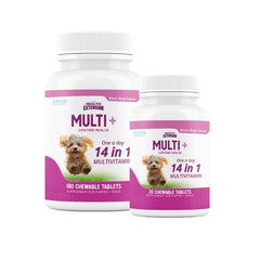 Health Extension multivitamin dog-eating chewable shows an easy daily supplement.