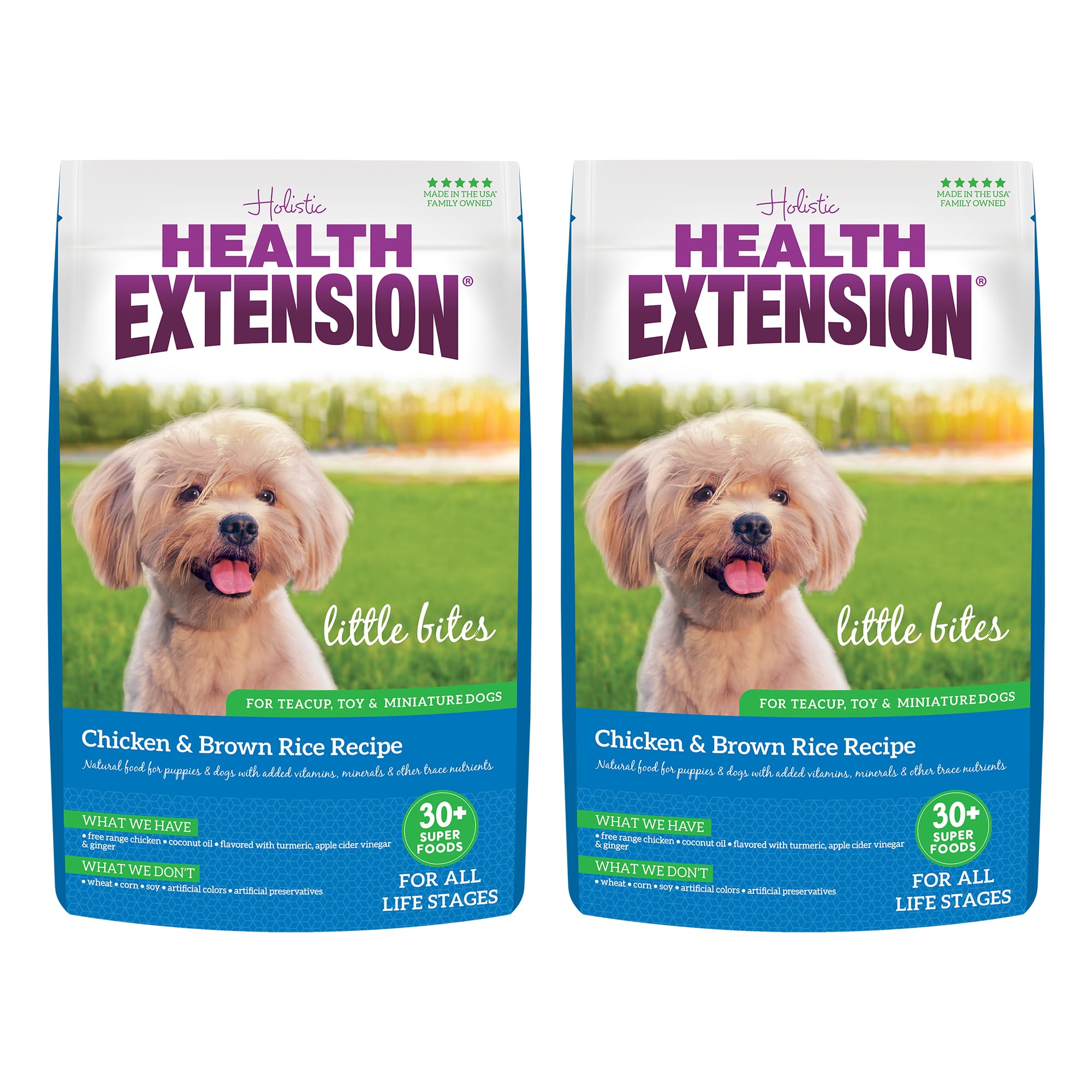 Health Extension Little Bites bag front highlighting small-breed formula for easy digestion