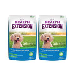 Health Extension Little Bites small-breed kibble closeup supports easy chewing.