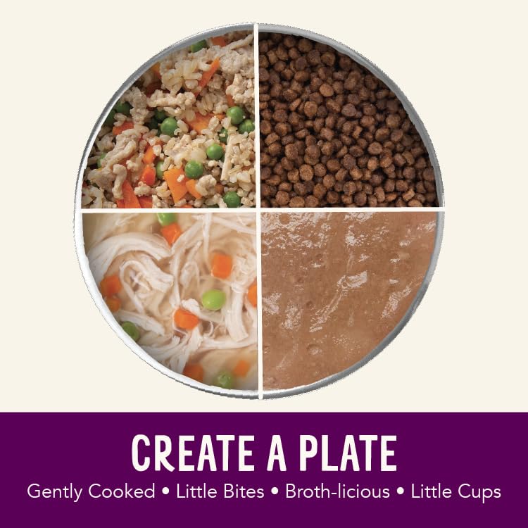 Health Extension Little Cups dog eating meal scene indicates convenient, stress-free feeding.
