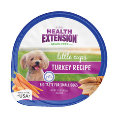 Health Extension Little Cups small-breed serving illustrates ideal portions for tiny meals.