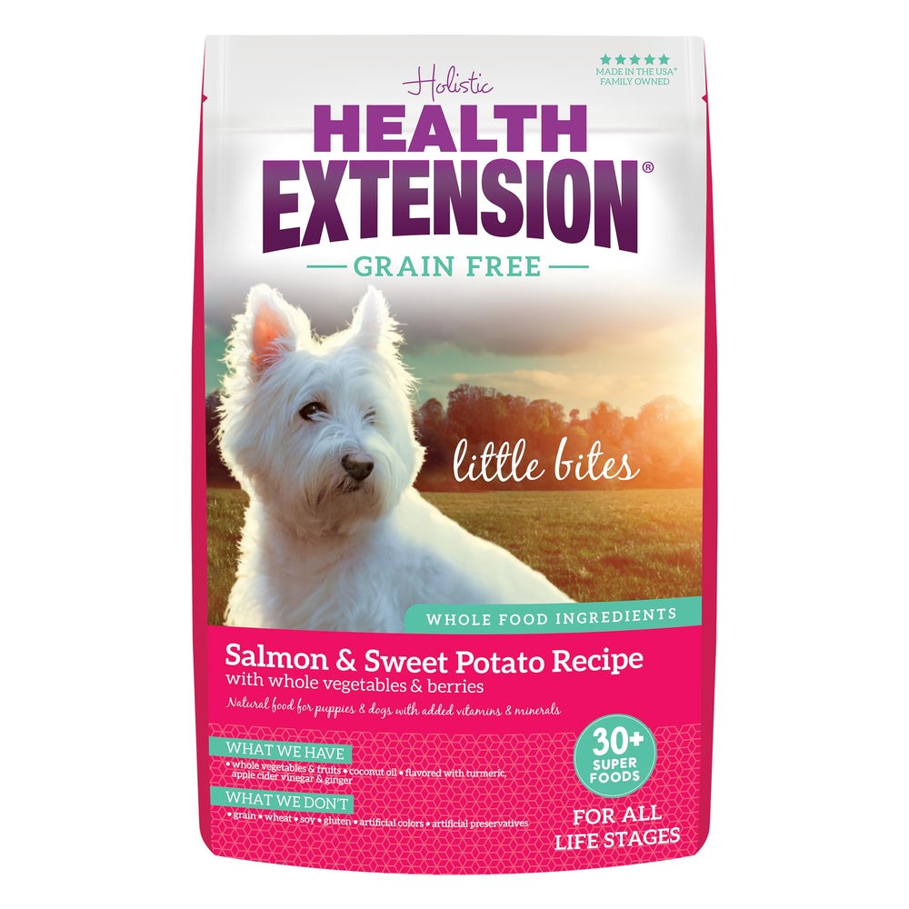 Health Extension salmon little bites in a bowl for lean muscle support.