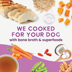 Health Extension shelf-stable dog food packaging for convenient, fridge-free meals.
