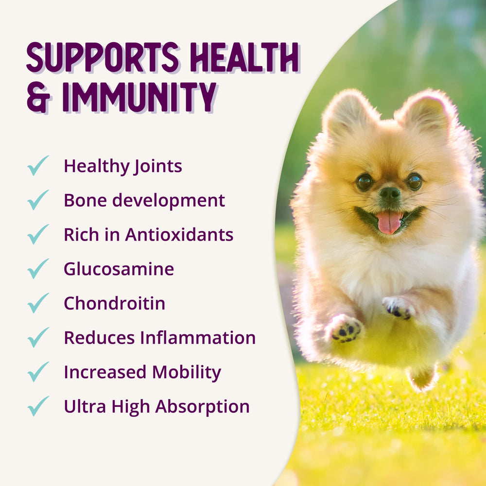 Weight-based dosing illustration for Health Extension dog supplement