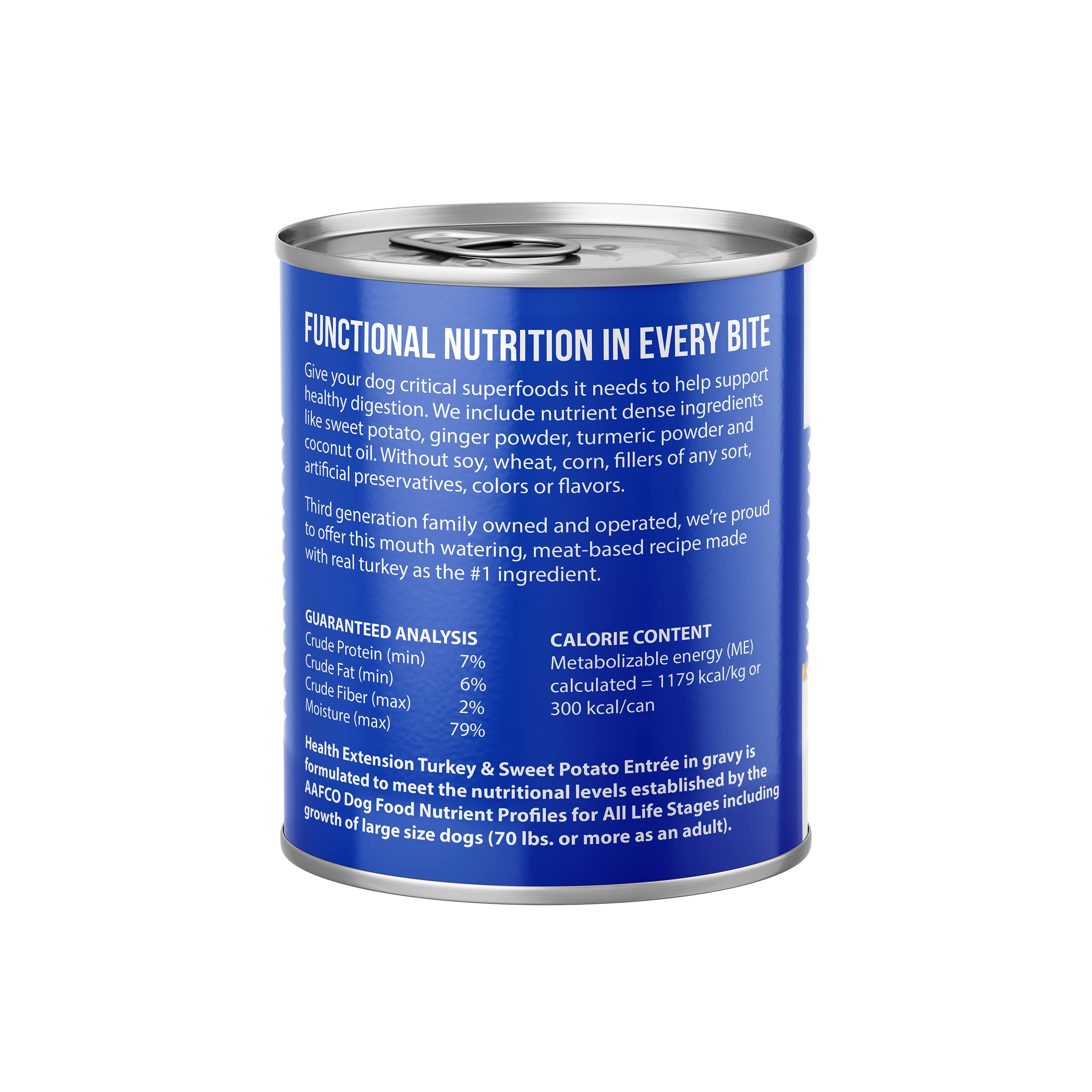 Health Extension ingredients closeup with turkey and sweet potato for hydration and digestibility