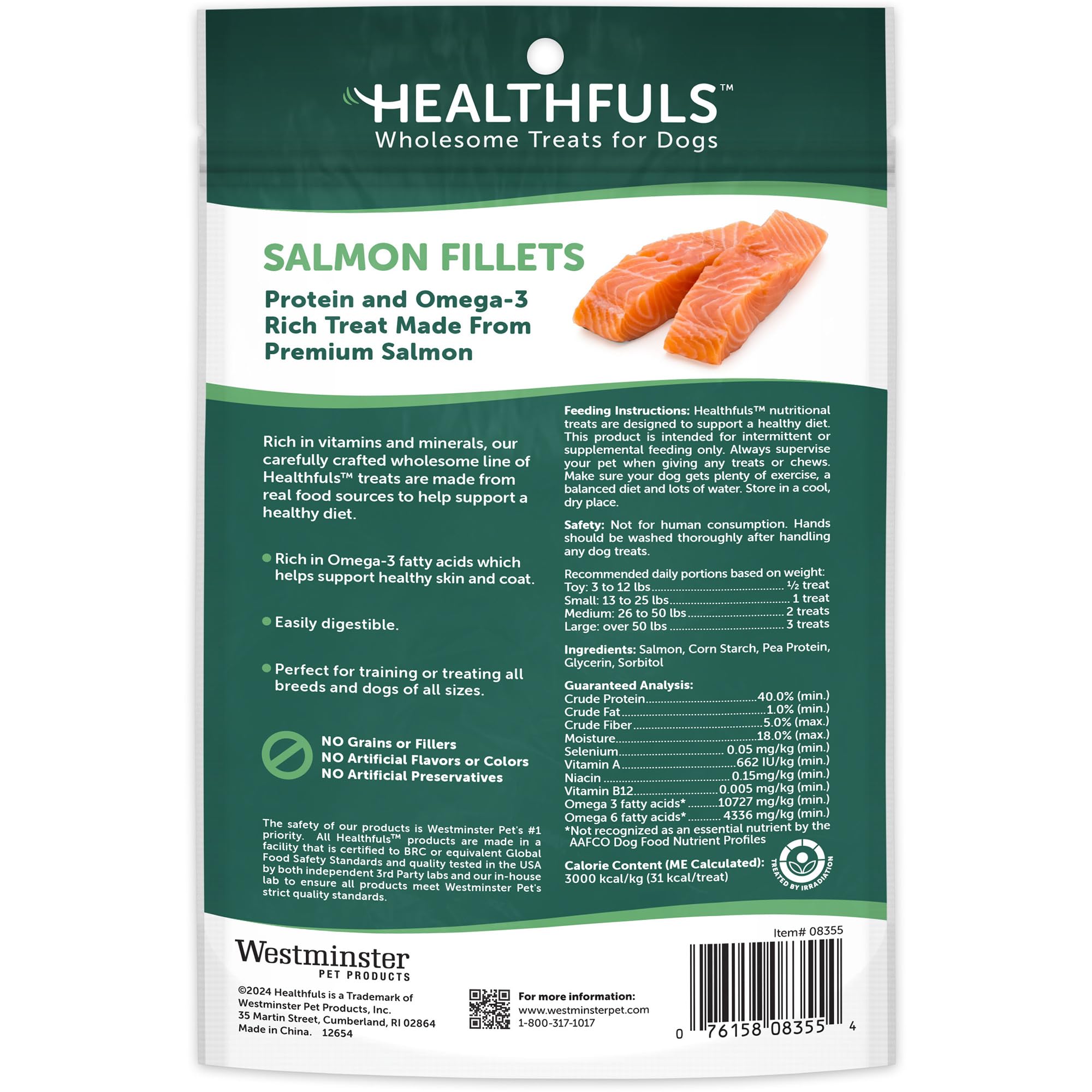 HEALTHFULS snacks salmón para perros, textura suave, uso diario.