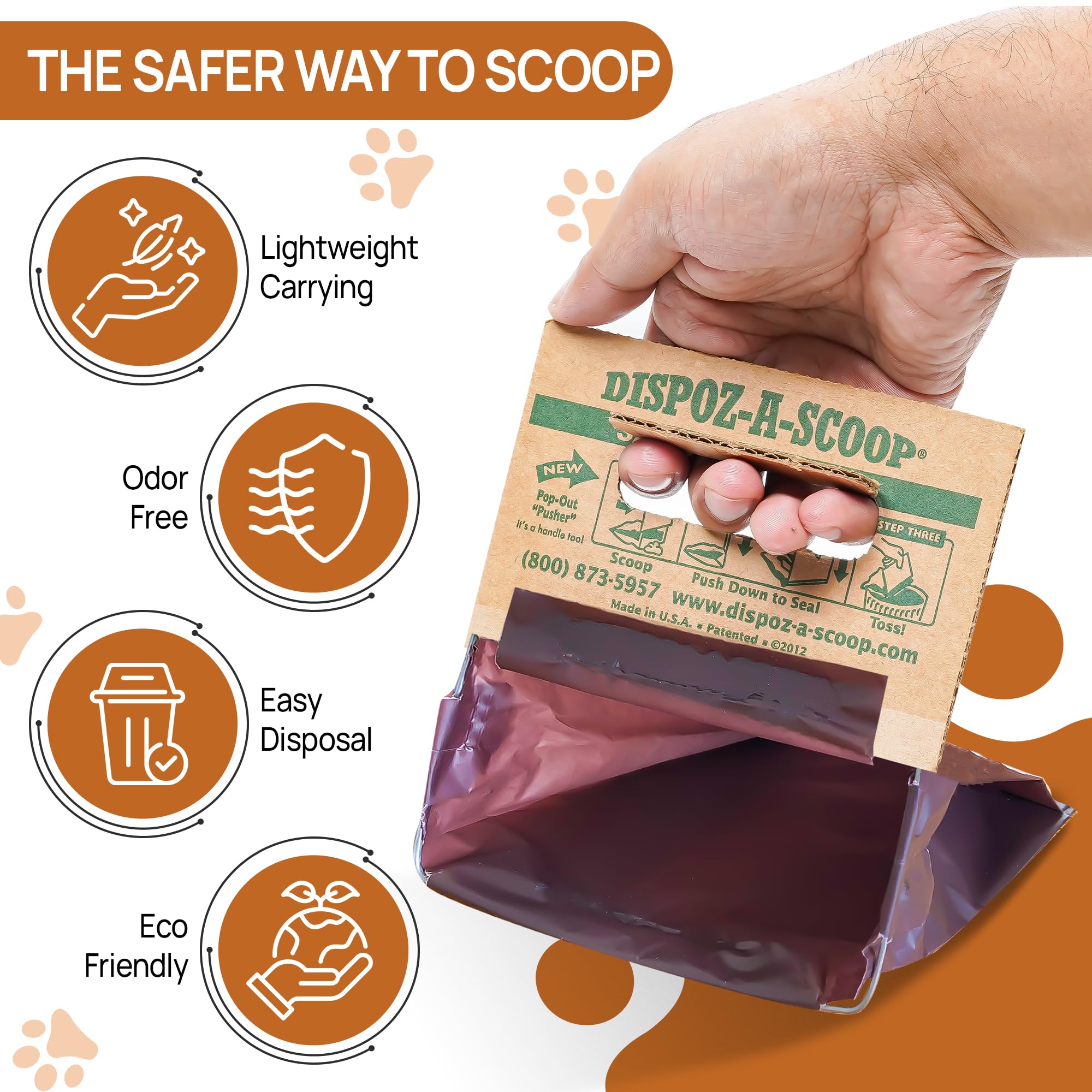 Healthpro Prods Dispoz-A-Scoop pop-out pusher enables easy waste placement.