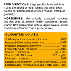 Healthy Coat Kickin Chicken Feed Supplement chick feeder view highlights steady intake during molt.