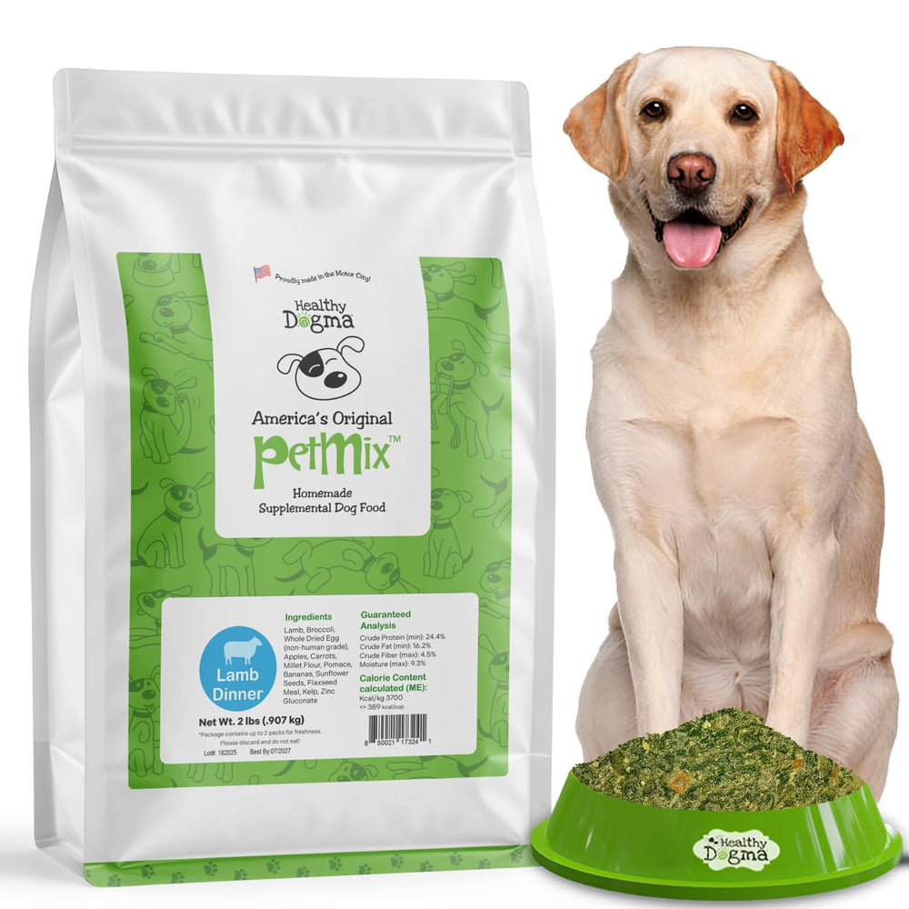 Healthy Dogma PetMix Dehydrated Lamb Dog Food in a bowl for a balanced, easy-to-digest dinner.