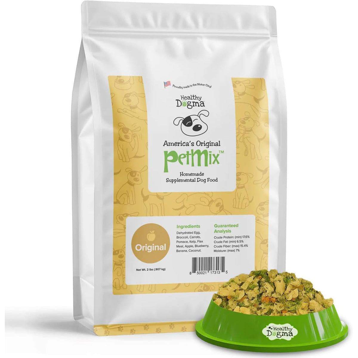 Healthy Dogma PetMix original 2lb pouch with grain-free formula for sensitive dogs.