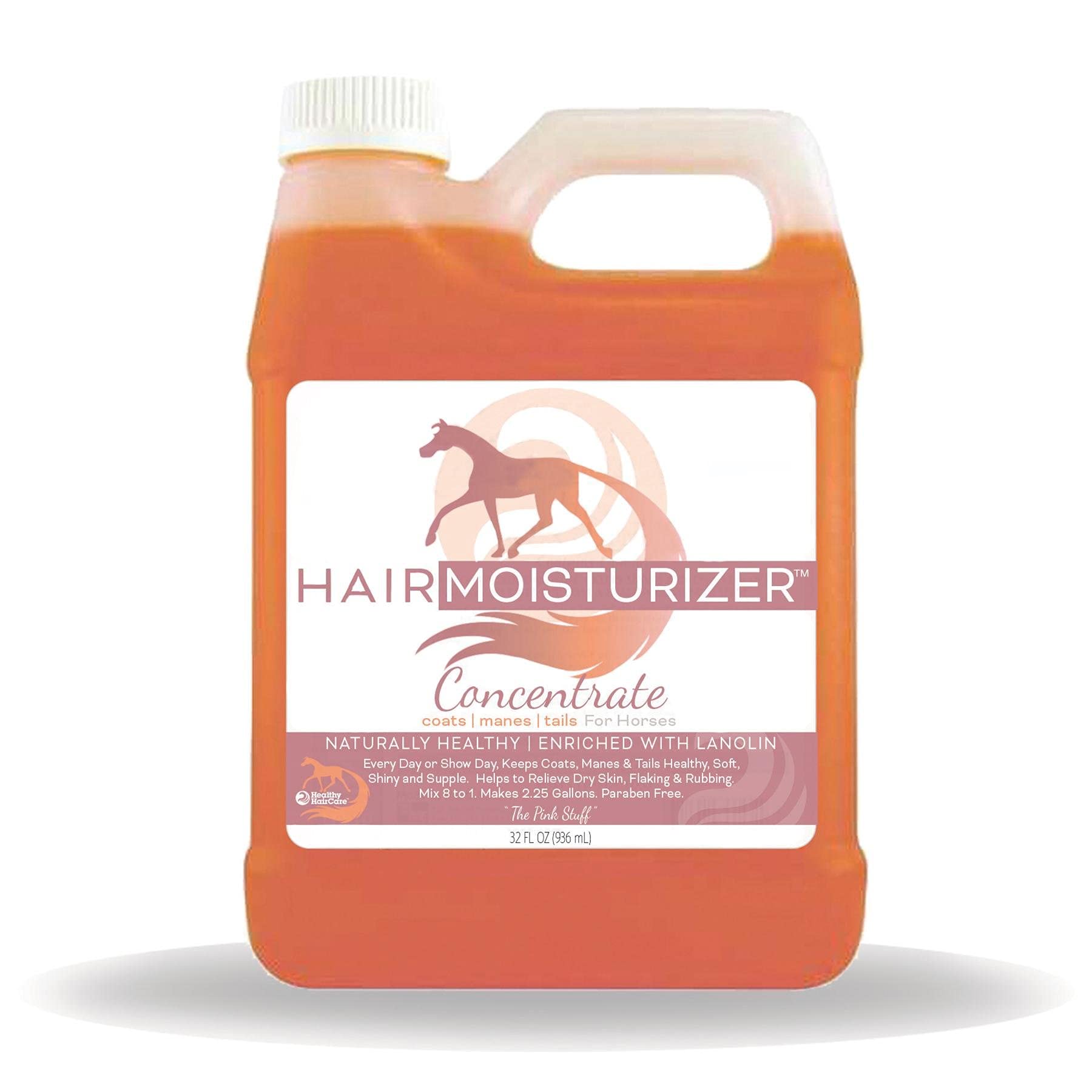 Healthy HairCare Product concentrate hair moisturizer bottle for horses provides easier grooming and smoother coats.
