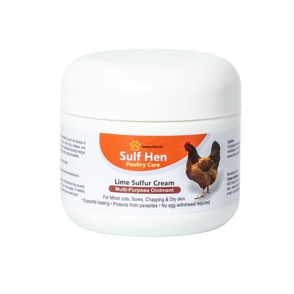Healthy Paw Life Lime Sulfur Ointment 2oz jar for poultry care, soothing pecking wounds and dermatitis.